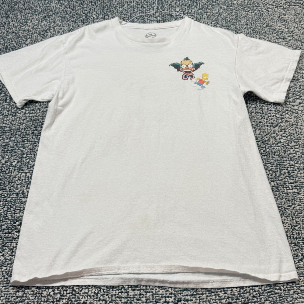 The Simpsons Bart Spray Painting Krusty Graphic T-Shirt White Mens Medium